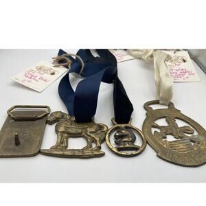 Solid Brass Pieces-Antique Bridal Medallions- Horse Medallion-Brass Belt Buckle